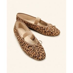 C.Paravano Almond-Toe Ballet Microsuede Flats (Liora) Leopard Size 40 US 9.5